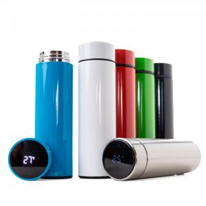Garrafa Térmica com Termômetro - 450ml personalizada Alumínio 21 cm (altura) x 7,5 cm (diâmetro) Colorido Sublimação Verniz Brilho  Somente uma Arte por Pedido